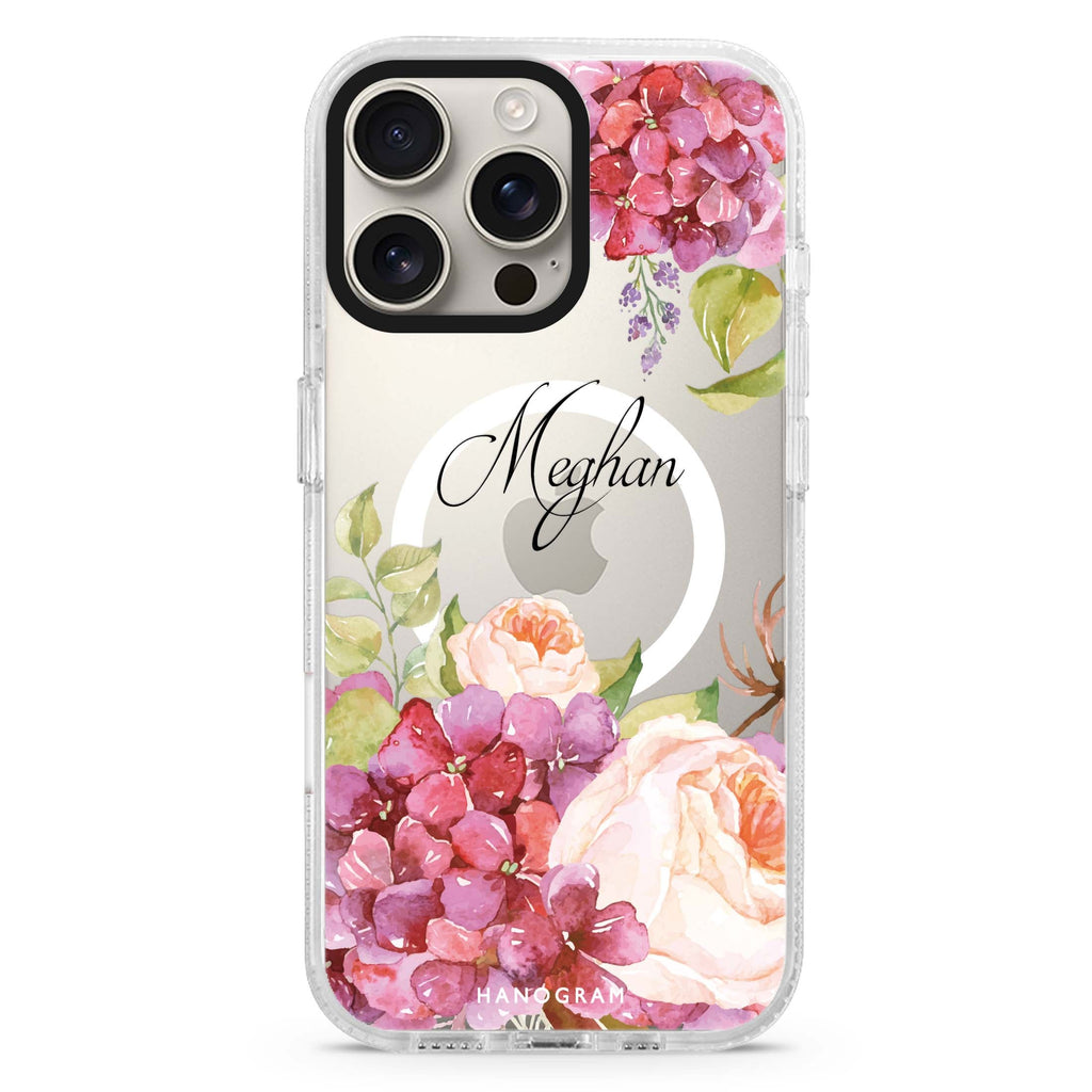 Pretty Floral iPhone 14 Pro Magsafe 兼容水晶透明保護殼