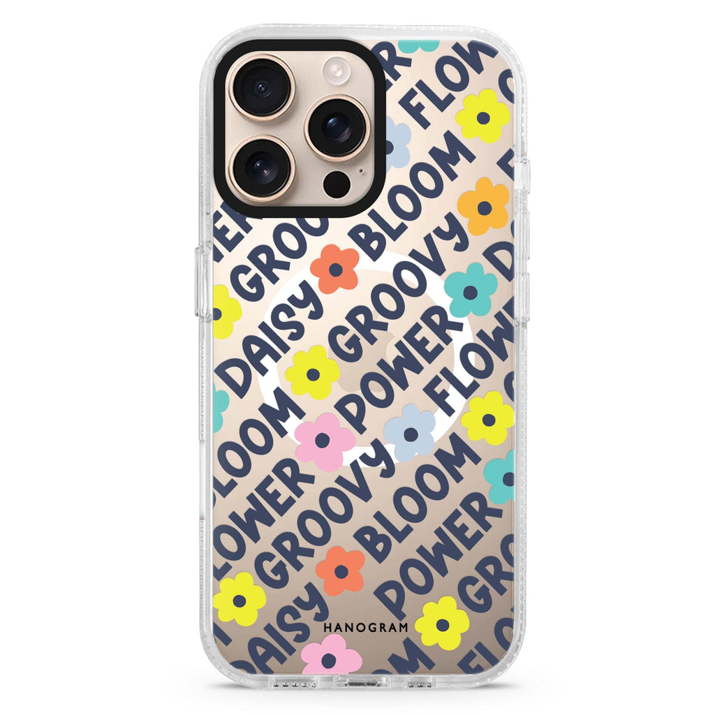 Groovy Flower iPhone 14 Pro Magsafe 兼容水晶透明保護殼