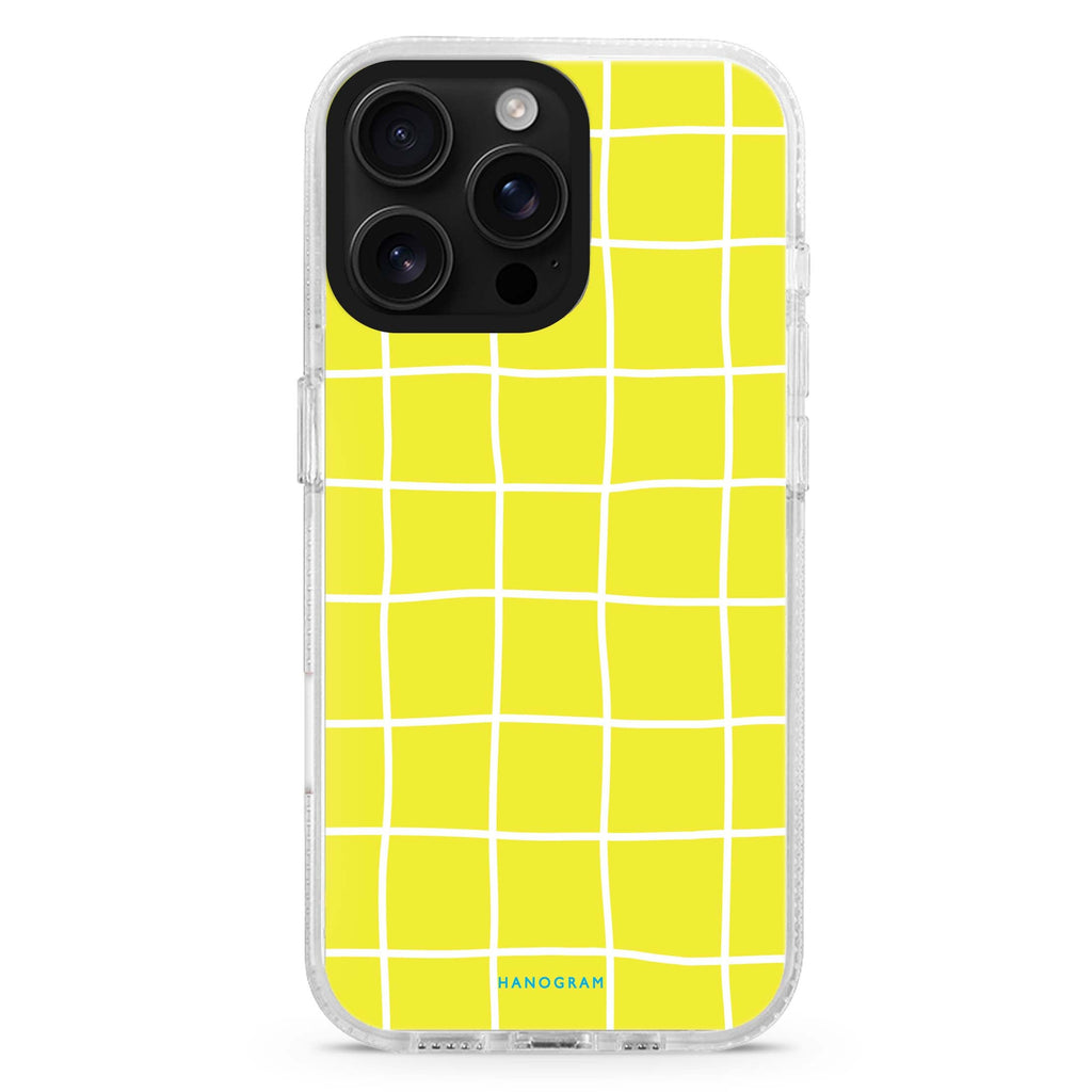 Yellow Checked Pattern Magsafe 兼容水晶透明保護殼
