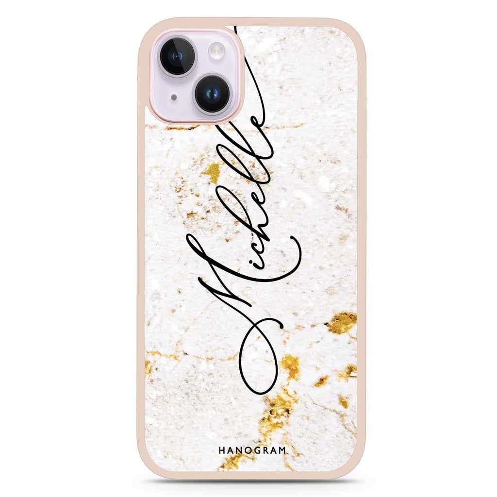White And Gold Marble iPhone 15 Plus 防衝擊保護殼