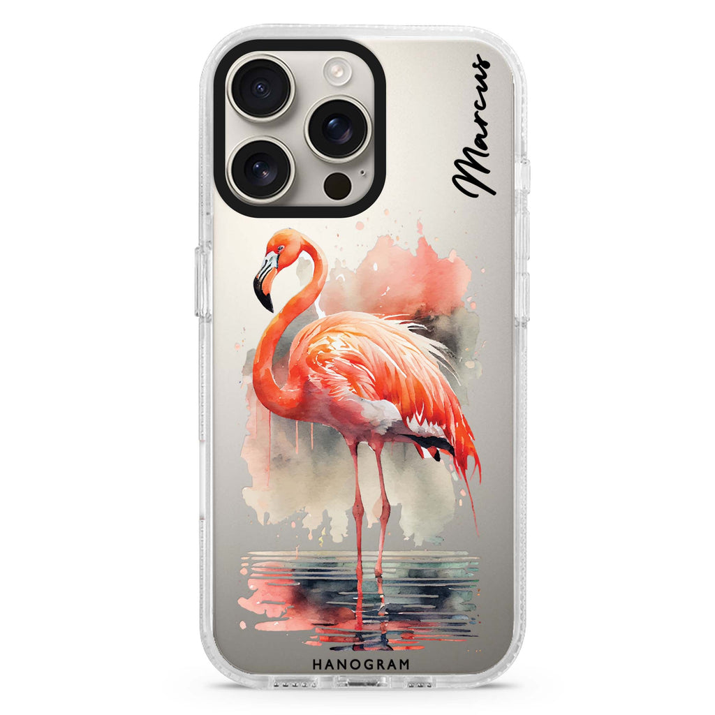 Flamingo in water iPhone 15 Pro 水晶透明保護殼