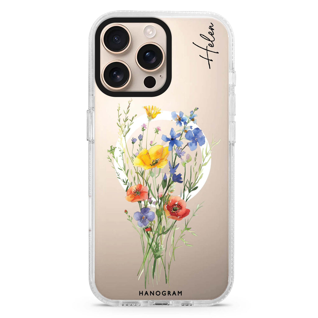 Wildflower Whimsy Magsafe 兼容水晶透明保護殼