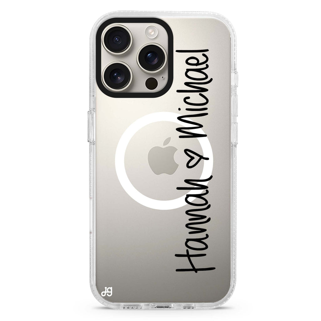Vertical Names iPhone 15 Pro Magsafe 兼容水晶透明保護殼