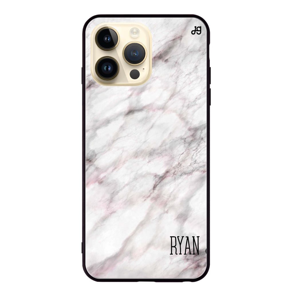 White Marble iPhone 14 Pro 超薄強化玻璃殻