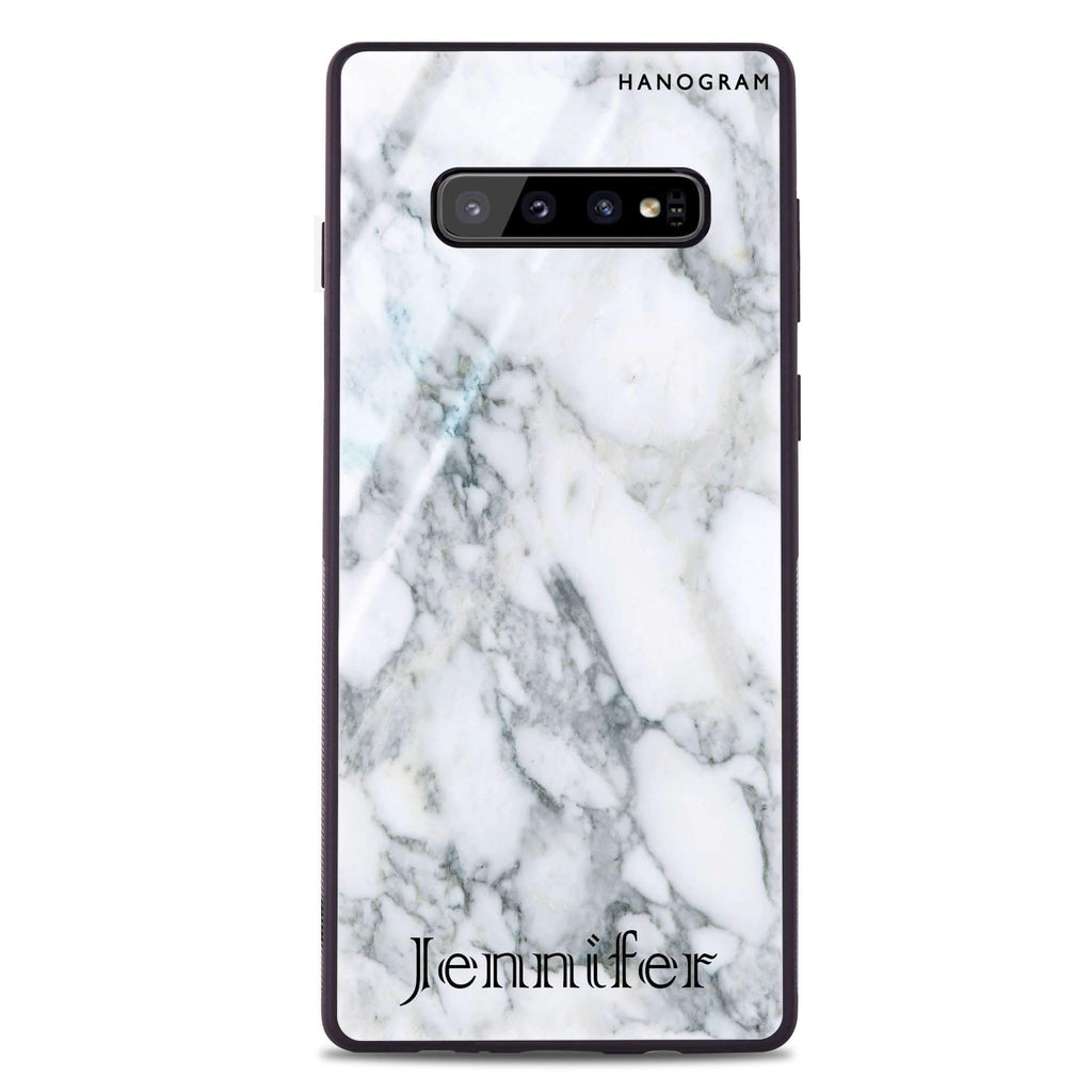 Powder Gray And White Marble II Samsung 超薄強化玻璃殻