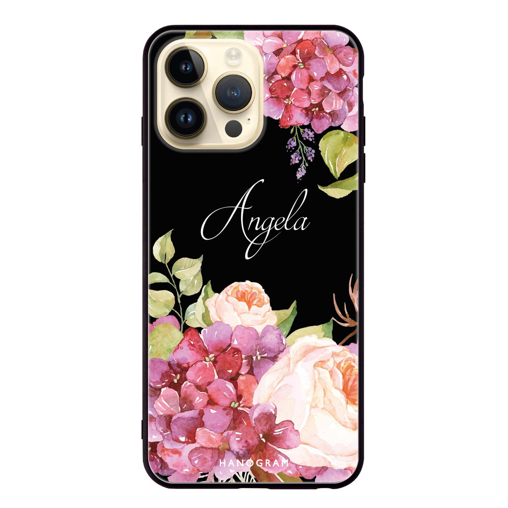 Pretty Floral iPhone 14 Pro Max 超薄強化玻璃殻