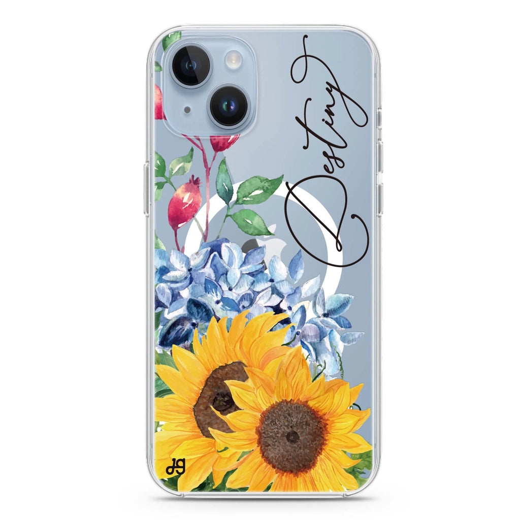 Blooming Sunflower iPhone 14 Plus Magsafe 兼容水晶透明保護殼