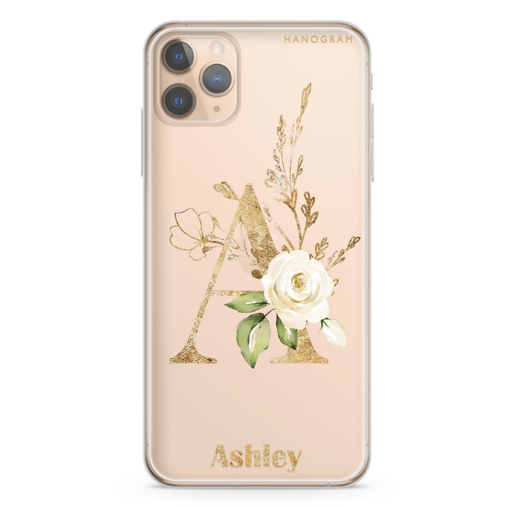 Golden Floral Monogram iPhone 11 Pro 水晶透明保護殼